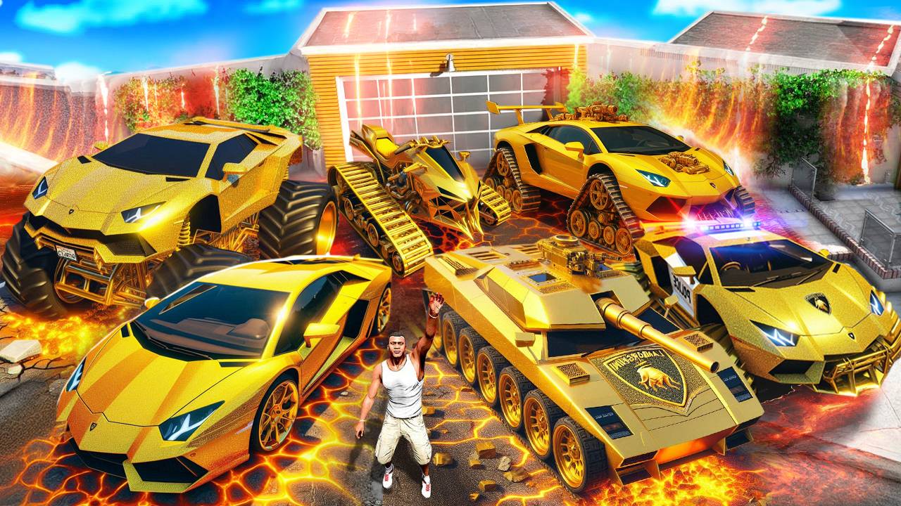 УГНАЛ ВСЕ ЗОЛОТЫЕ ТАЧКИ ЛАМБОРГИНИ В ЦУНАМИ ИЗ ЛАВЫ В ГТА 5!