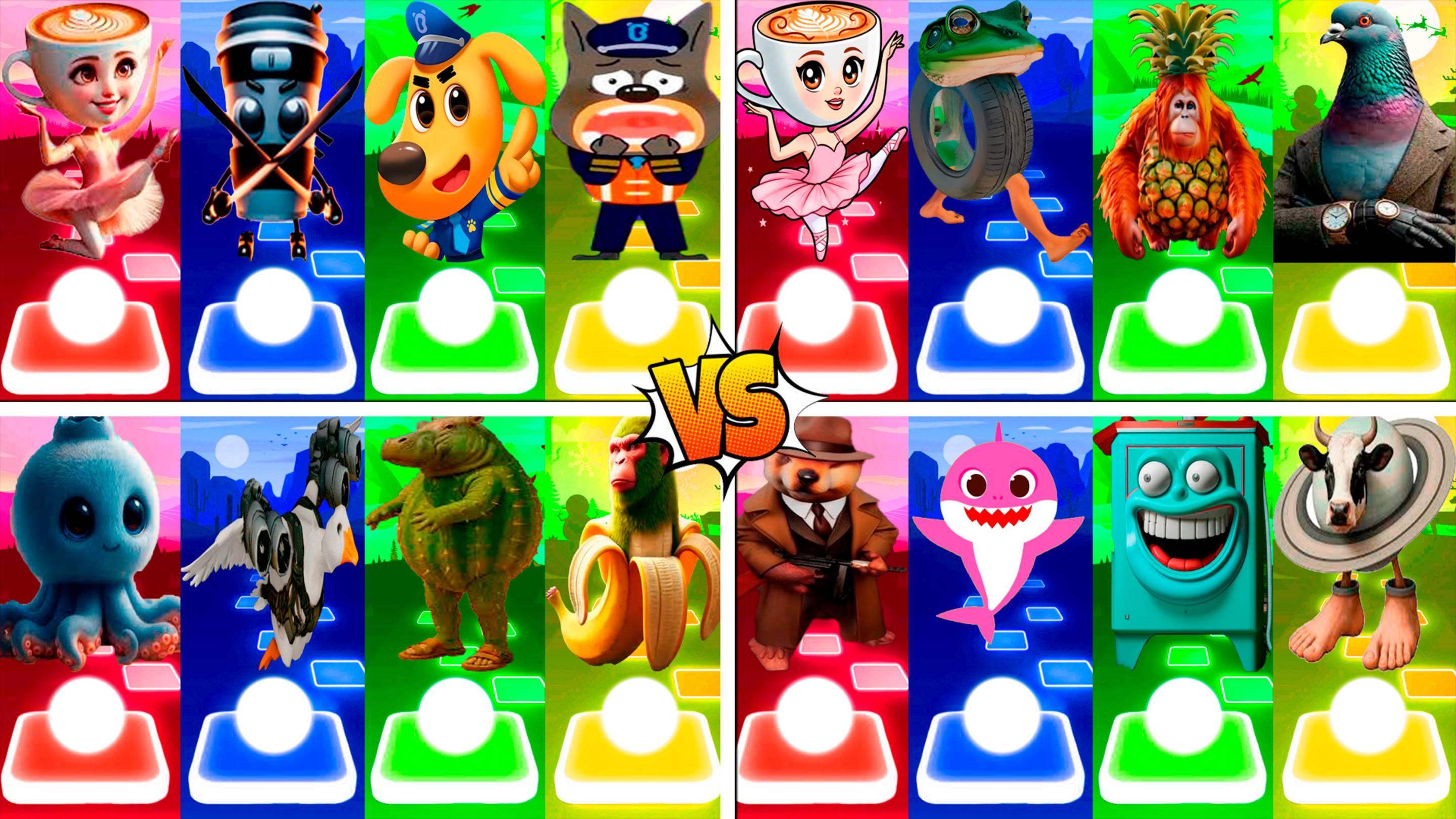 МЕГАМИКС БАЛЕРИНА КАПУЧИНО 🆚 КАПУЧИНО АССАСИНО 🆚 ДРУГИЕ БРЕЙНРОТ МЕМЫ | Tiles Hop №209-212