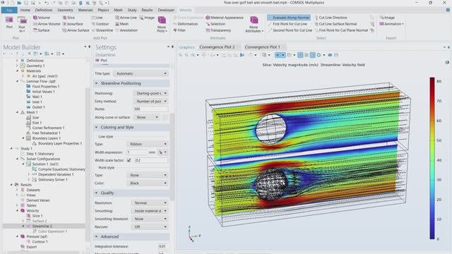 Моделирование и сравнение аэродинамики мяча для гольфа и гладкой сферы в COMSOL CFD