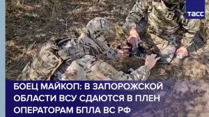 Боец Майкоп: в Запорожской области ВСУ сдаются в плен операторам БПЛА ВС РФ