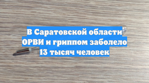В Саратовской области ОРВИ и гриппом заболело 13 тысяч человек