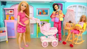 Барби домик детки играем вместе