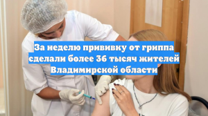 За неделю прививку от гриппа сделали более 36 тысяч жителей Владимирской области