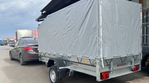 Отгрузка одноосного прицепа 3,2 на 1,4 в сцепке с Хендай Солярис. Поздравляем нового владельца!!