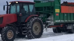 вывоз органики полуприцепом ПТСС-15 с трактором Беларус 2022
