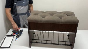 Видеоинструкция по сборке пуфика с ящиком для хранения вещей.