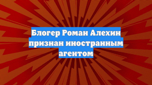 Блогер Роман Алехин признан иностранным агентом