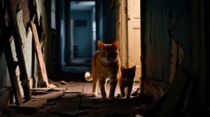 Мультик про черного котенка - Рыжая мама-кошка спасла котёнка, которого нашла в заброшенном доме❤️🐾