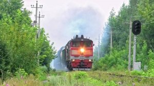 Штурм подъёма. 2ТЭ10У-0420 со сборным грузовым поездом