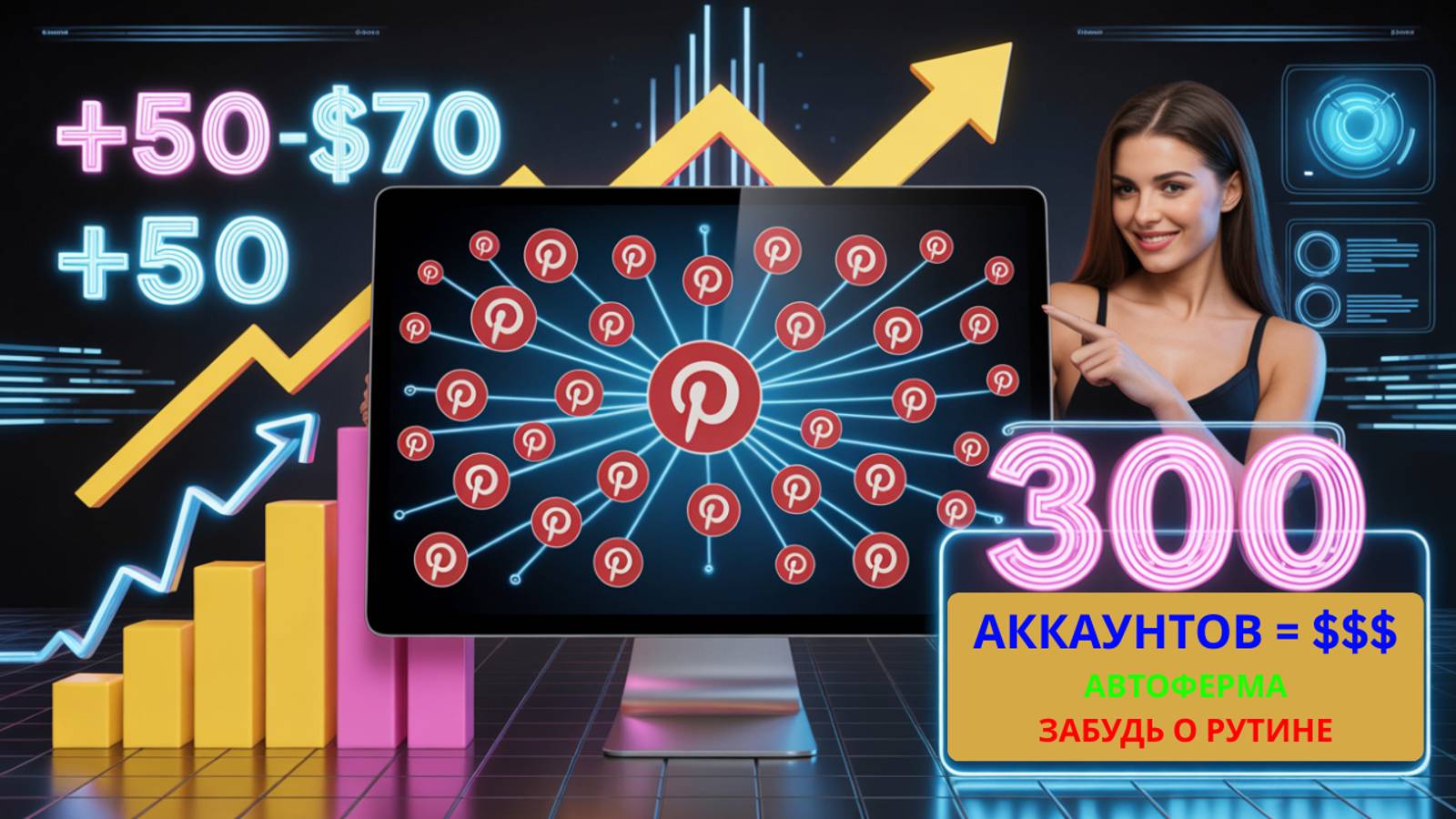 Pinterest автоферма 2025  300 аккаунтов и пассивный заработок
