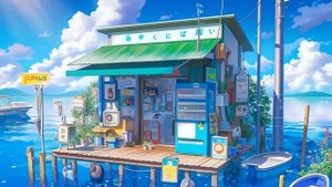 Seaside Lofi in a Japanese Café | Relaxing Lo Fi Beats with Ocean Breeze Ambience, Cozy Lofi Music