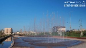 Пешеходный фонтан на территории линейного парка им. Б.Саттарханова в г. Туркестан (Казахстан)