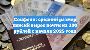Соцфонд: средний размер пенсий вырос почти на 350 рублей с начала 2025 года