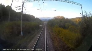 Поезд Адлер-Иркутск из кабины локомотива на участке Туапсе-Горячий Ключ