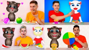 Кормлю Кота Тома и Анджелу Разными Продуктами