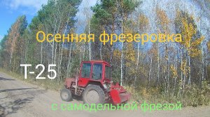 Т-25 с самодельной фзезой. Осенняя фрезеровка после плуга. Обзор самодельной фрезы.