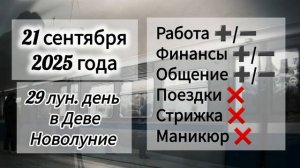 Лунный день 21 сентября 2025 года