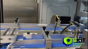 Автоматическая линия картонации блистеров в коробочку и далее коробочки в гофрокороб push-типа.