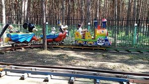 Катаемся на детских аттракционах! Паровозик.))