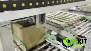 Автоматическая линия картонации в короб робот-триподом с фотодетекцией продукта.