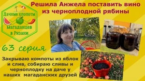 Решила Анжела поставить вино из черноплодной рябины. Закрываю компоты, собираю сливы и черноплодку