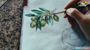 как нарисовать веточку оливки