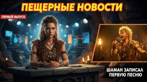 Пещерные новости. Первый выпуск - изобретение огня, первый клип Шамана