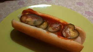 classic hot dog from Auchan store, Moscow