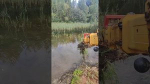 Очистка пруда экскаватором планировщиком Татра.