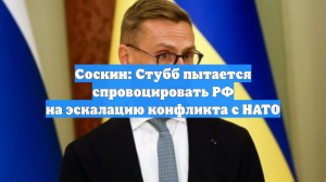 Соскин: Стубб пытается спровоцировать РФ на эскалацию конфликта с НАТО