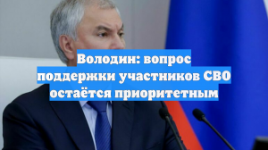 Володин: вопрос поддержки участников СВО остаётся приоритетным