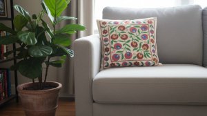 Вышитая диванная декоративная подушка