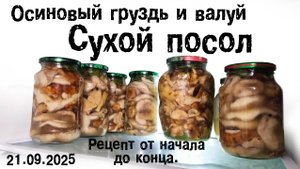 Осиновый груздь и валуй. Сухой посол. 21.09.2025