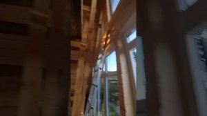 1000035110.mp4 (Собака смотрит на устройство части и/бруса над окнами в доме А-фрейм)