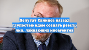 Депутат Свинцов назвал глупостью идею создать реестр лиц, лайкающих иноагентов