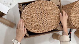 Упаковка корзины из бумажной лозы 40х28х28. Смотреть со звуком, люблю как все шуршит☺️