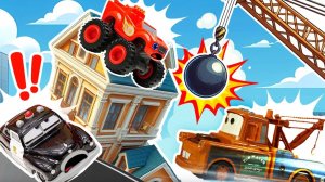 Вспыш и Крушила в ловушке на высоте: Здание под СНОС️ Видео для мальчиков про машинки