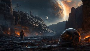 Crashed Ship Skeleton 🚀 2-Hour Dark Ambient ｜ Burning Sky ｜ Lone Child & Fallen Soldier