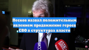 Песков назвал положительным явлением продвижение героев СВО в структурах власти