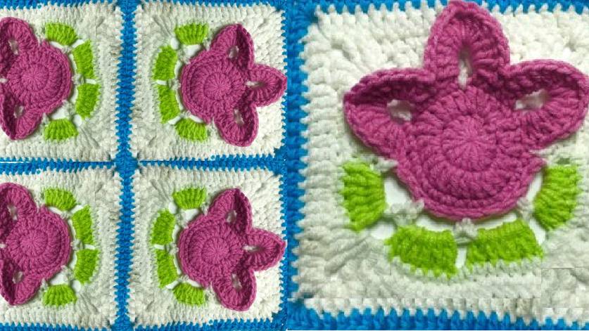 Красивый мотив "Тюльпан", связанный крючком - Давайте свяжем вместе смотреть онлайн