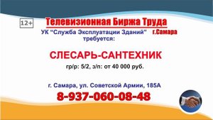 22.09.25г. в 21.00 на телеканале ГУБЕРНИЯ Телевизионная Биржа Труда в Самаре и области