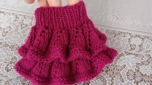 Вязание по кругу. Рюши для юбки, платья... Вязание сверху вниз.