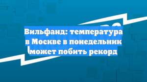 Вильфанд: температура в Москве в понедельник может побить рекорд