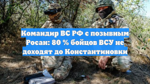 Командир ВС РФ с позывным Росан: 80 % бойцов ВСУ не доходят до Константиновки