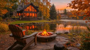 🍂 Уютный осенний отдых у озера 🍁 Потрескивание огня и умиротворяющие осенние звуки природы