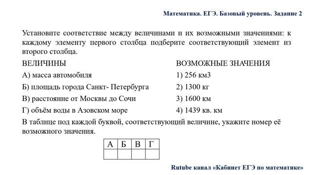 ЕГЭ. Математика. Базовый уровень. Задание 2. Величины и разные единицы измерения