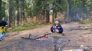 прогулка в лес, сАсиски на костре