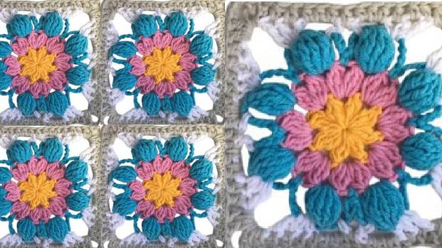 Свяжем новый цветочный бабушкин квадрат крючком "ФИОНА" - Вязание крючком для начинающих смотреть онлайн