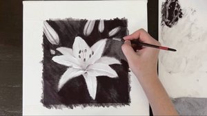 Белая лилия акварелью