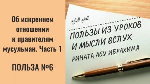 6. Об искреннем отношении к правителям мусульман. Часть 1 || Ринат абу Ибрахим #ислам #коран #сунна